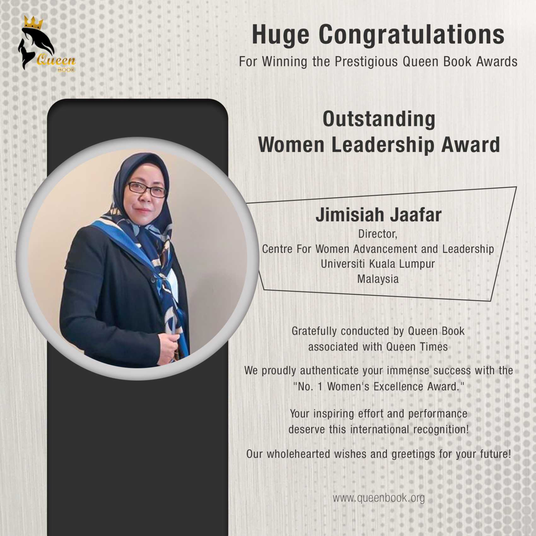 Jimisiah Jaafar has own Outstanding Women Leadership Award
