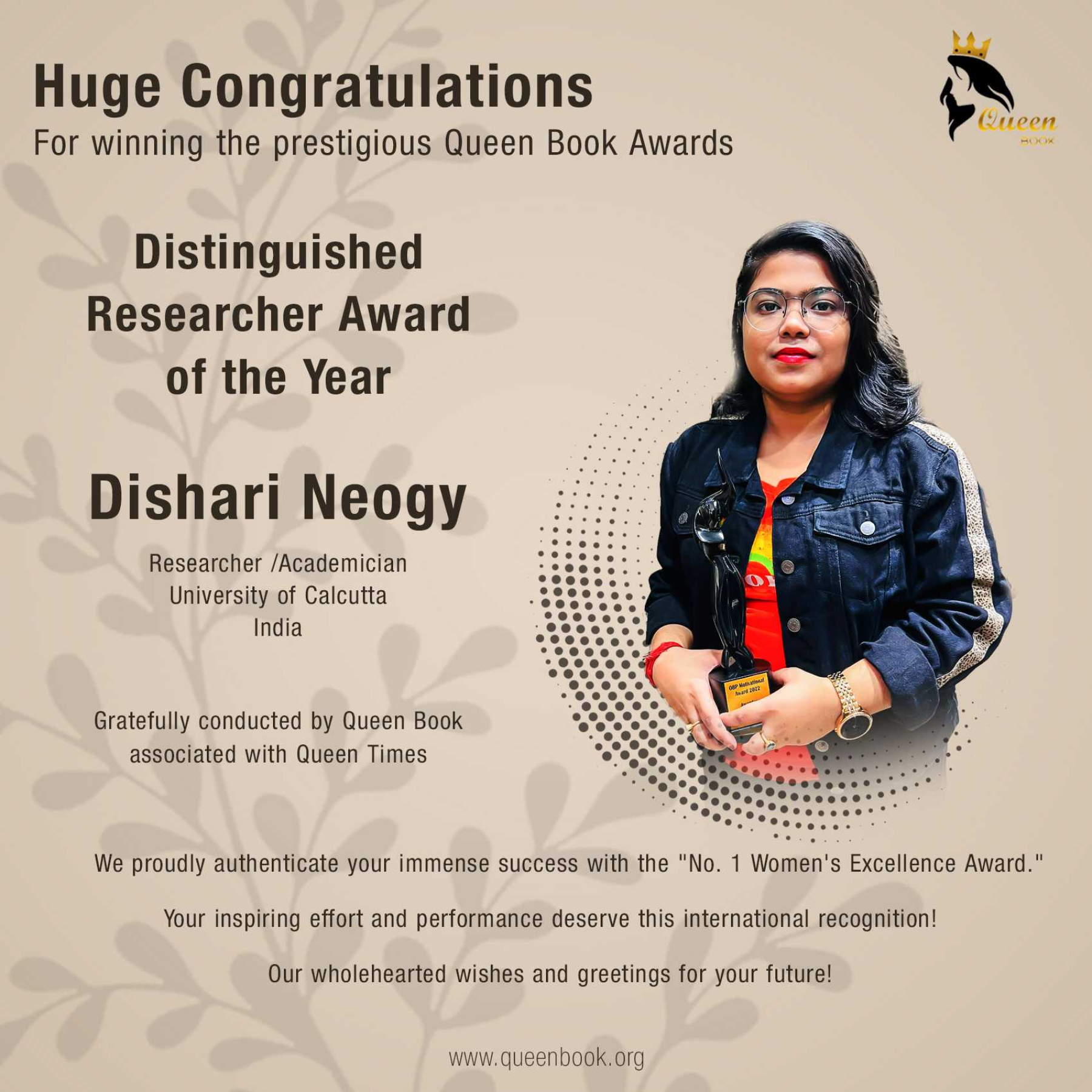 Dishari Neogy  has own Distinguished Researcher Award of the Year