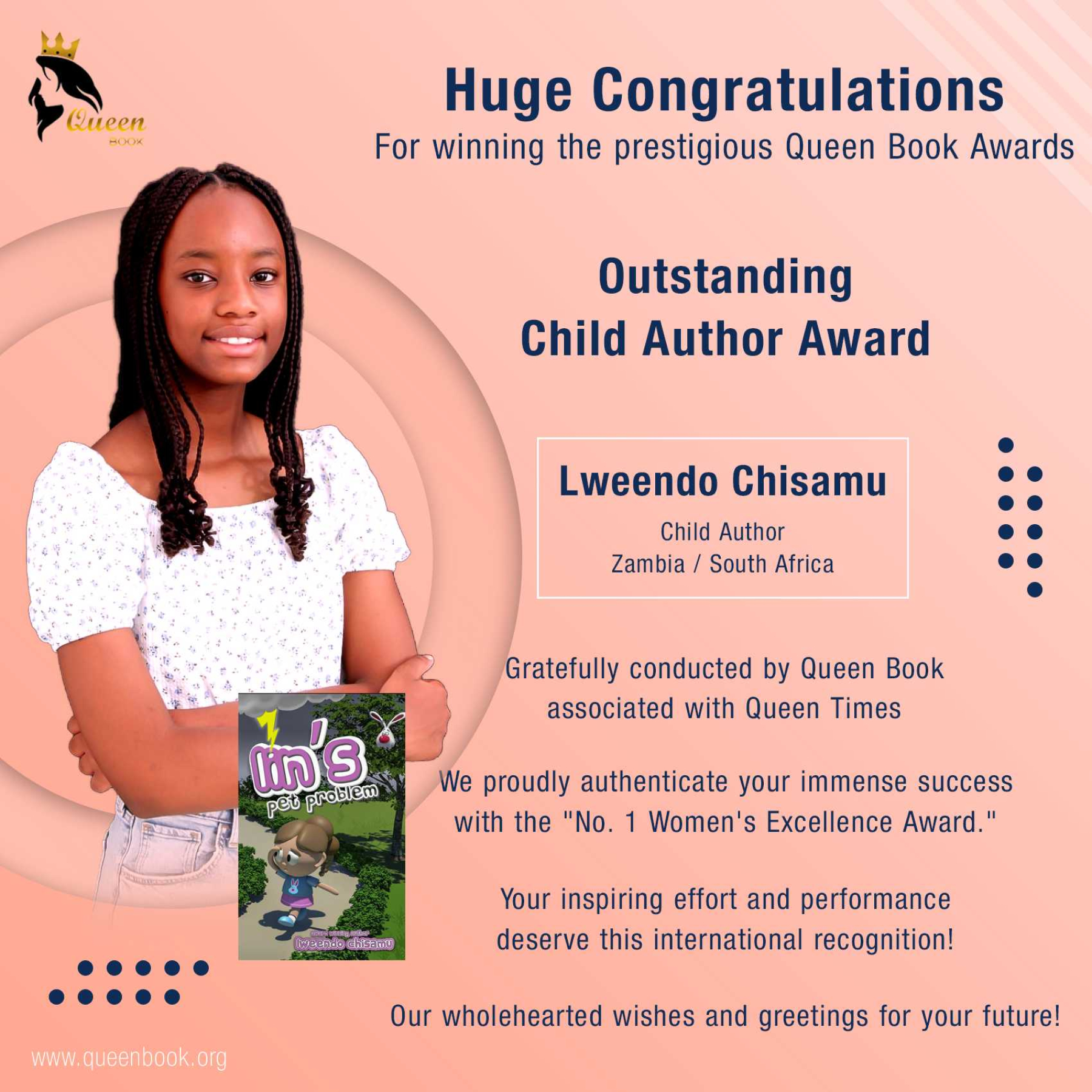 Lweendo Chisamu  Has Won Outstanding Child Author Award