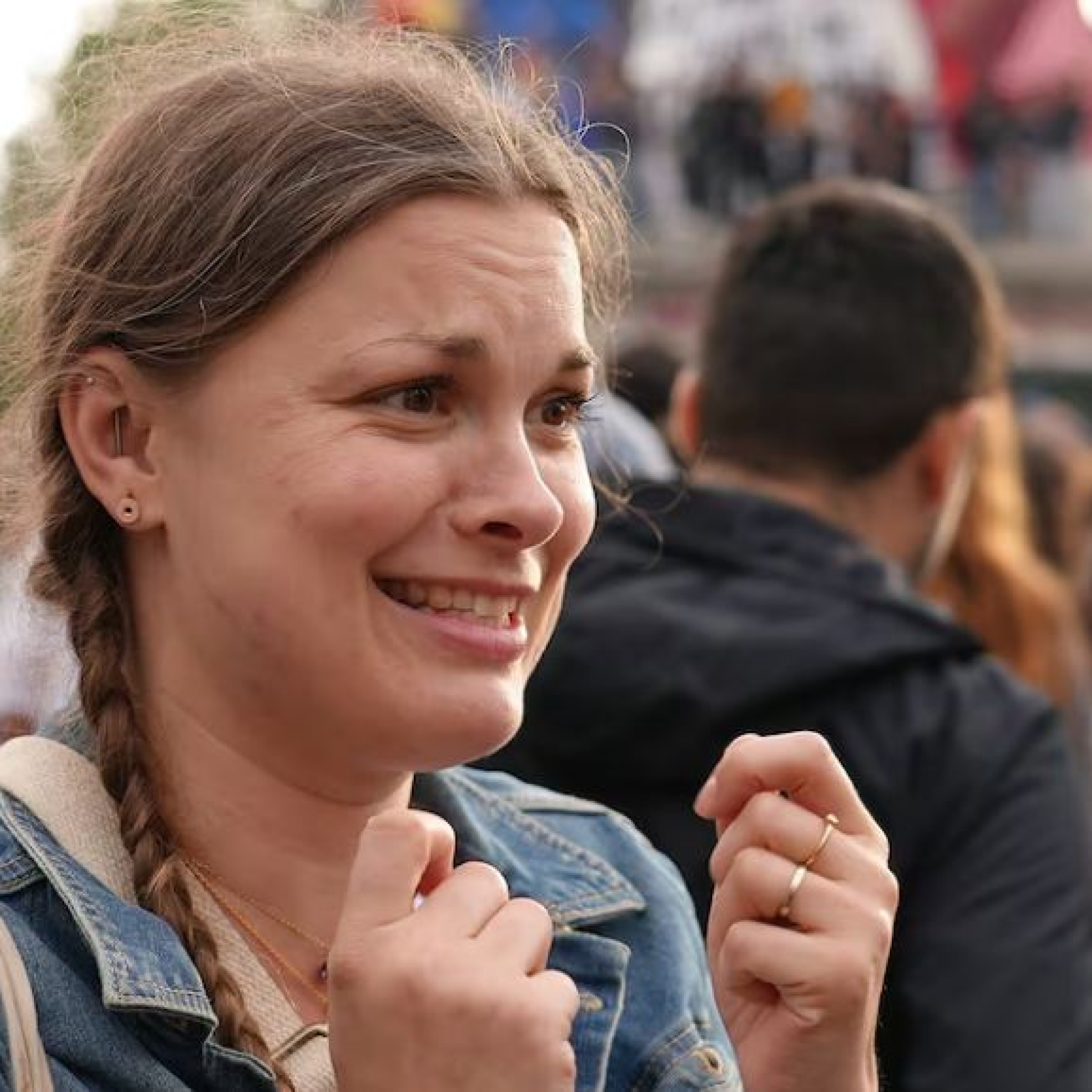Left alliance supporters burst into cheers in Paris's Stalingrad Square