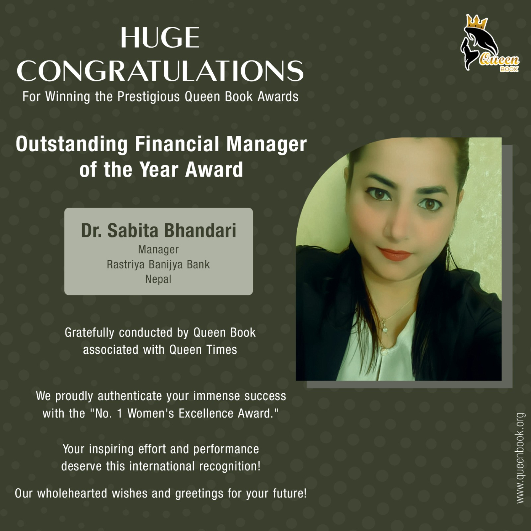 Dr. Sabita Bhandari has own Outstanding Financial Manager  of the Year Award