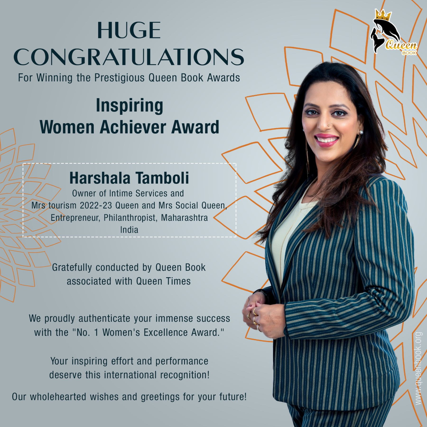 Harshala Tamboli Has bagged Inspiring Women Achiever Award