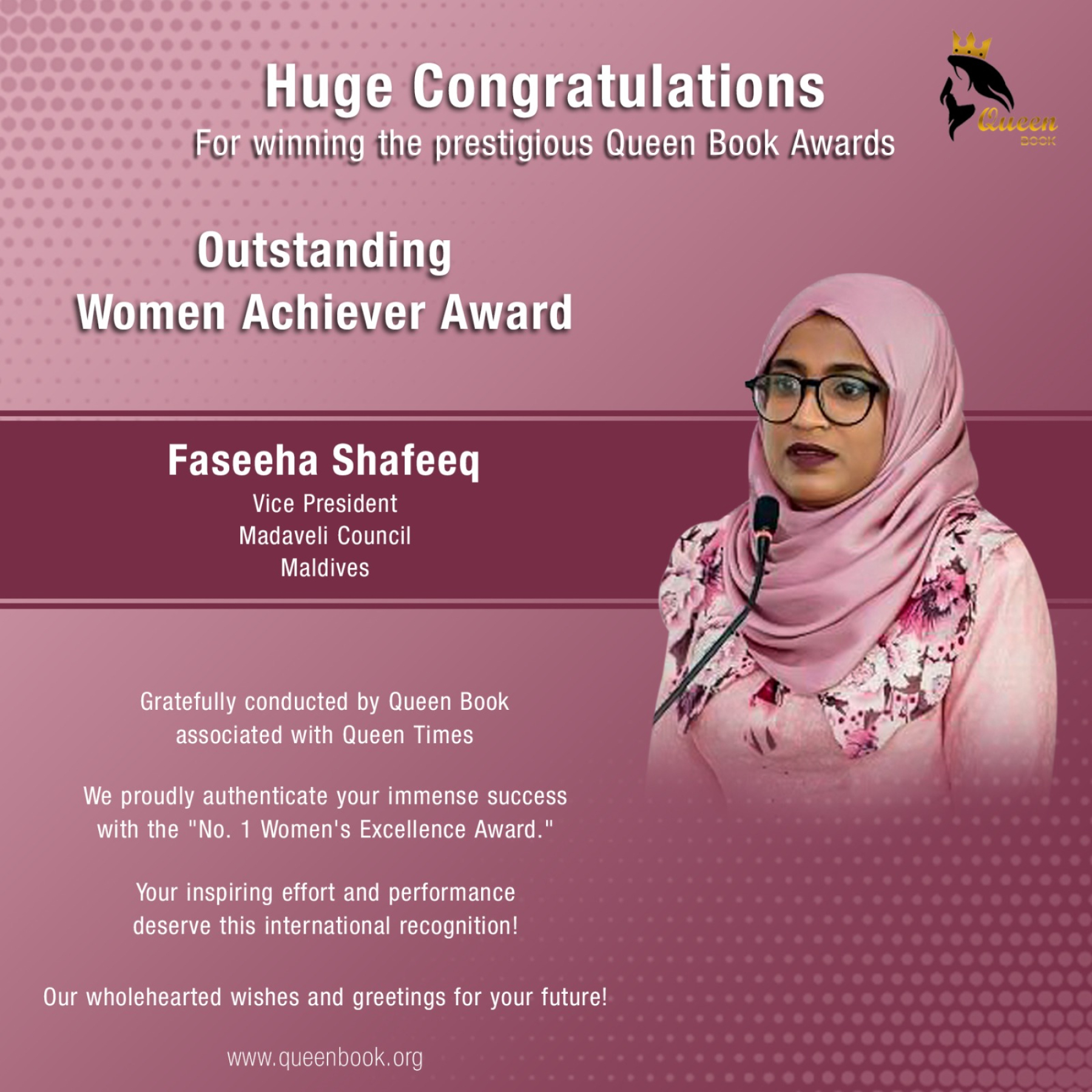 Faseeha Shafeeq Has Won Outstanding Women Achiever of the Year Award