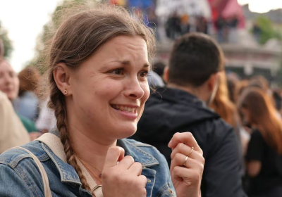 Left alliance supporters burst into cheers in Paris's Stalingrad Square